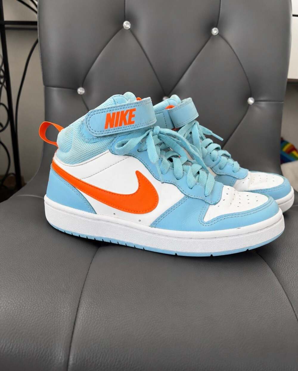 Nike Court Borough Mid 2 Aquarius Blue Orange Sneakers 4Y